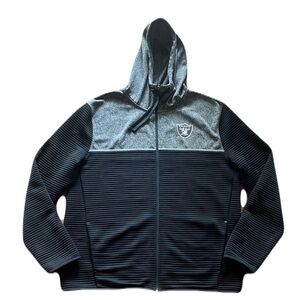 Raiders Black Grey Full Zipper Hoodie Men Size L